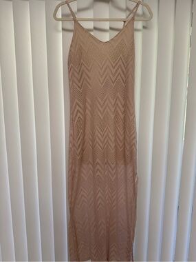audrey Chevron Knit Spaghetti Strap Maxi Dress - Nude